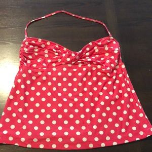 Hot pink polka dot tankini top XL